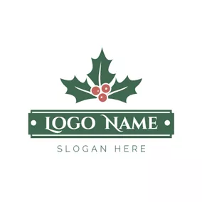 Holiday Logo Big Leaf and Brown Fruit logo design