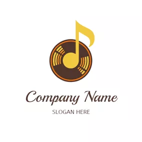 Album Logo Big Note and Colorful CD logo design