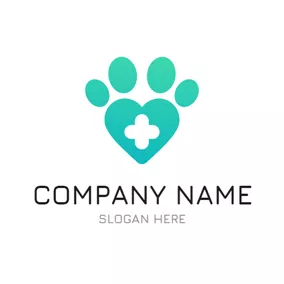 Veterinary Logo Big Paw Print and Cross logo design