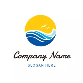 Sunshine Logos Big Sun and Blue Water logo design