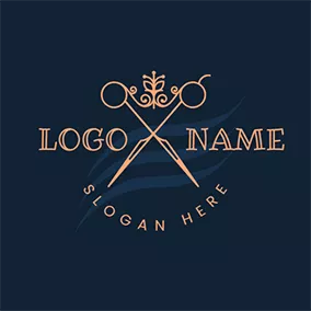 Logótipo De Corte Big Vintage Golden Scissor logo design