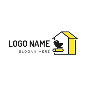 House Logo Bird and Yellow Bird Nest logo design