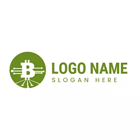 硬幣logo Bitcoin and Electronic Technology logo design