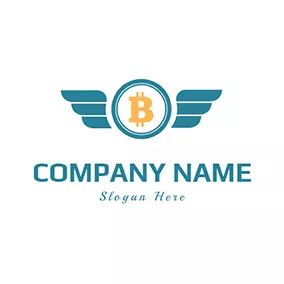 Logotipo B Bitcoin With Wing logo design