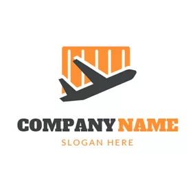 Container Logo Black Airplane and Yellow Container logo design