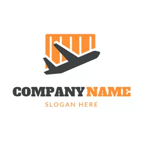 Logistics Logo Black Airplane and Yellow Container logo design