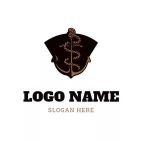 文身Logo Black Anchor and Tattoo logo design