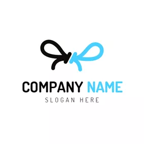 鞋Logo Black and Blue Shoelace logo design