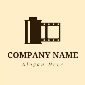 Filmstrip Logo Black and Brown Film logo design