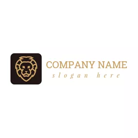 顔ロゴ Black and Brown Lion Face logo design