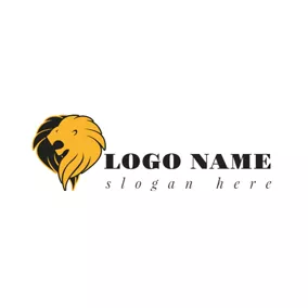アフリカのロゴ Black and Brown Roaring Lion logo design