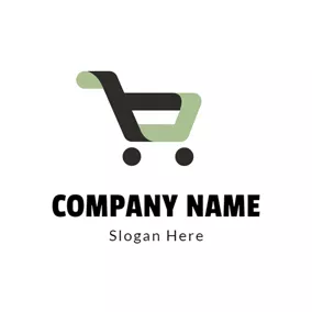 零售 & 銷售Logo Black and Cyan Shopping Cart logo design