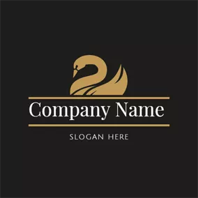白鳥ロゴ Black and Gold Swan logo design
