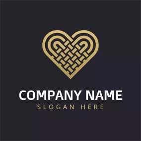 Love Logo Black and Golden Heart logo design