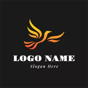 Combination Logo Black and Golden Phoenix logo design