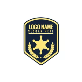 警察のロゴ Black and Golden Police Shield logo design