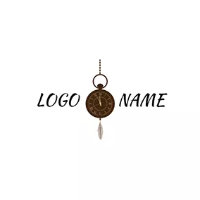 時計ロゴ Black and Golden Watch logo design
