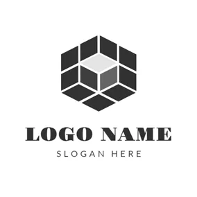 區塊 Logo Black and Gray Cube logo design