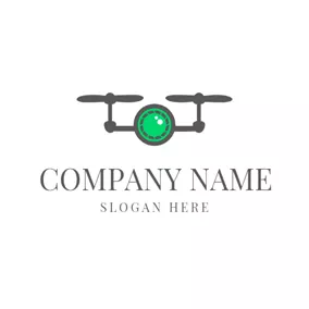 Aviation Logo Black and Green Drone Icon logo design