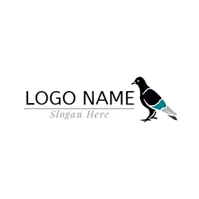 ハトロゴ Black and Green Homing Pigeon logo design