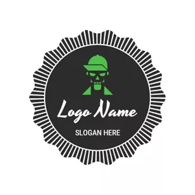 歌手ロゴ Black and Green Skull logo design