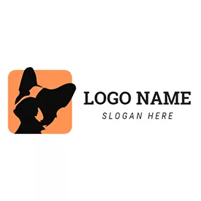 鬥牛犬 Logo Black and Orange Bulldog Head logo design