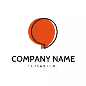 逗号 Logo Black and Orange Comma logo design