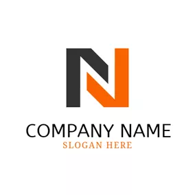 Inverted Logo Black and Orange Letter N logo design