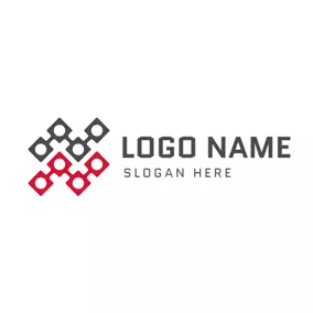 Chain Logo Black and Red Blockchain logo design