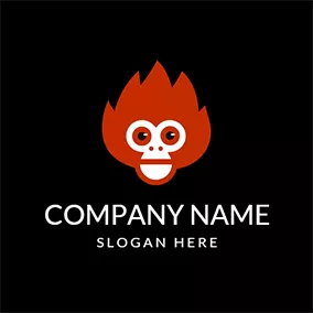 猿ロゴ Black and Red Monkey Face logo design