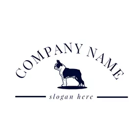 Logotipo De Animal Black and White Bulldog Icon logo design