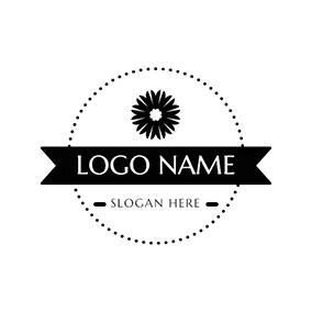 ひまわりロゴ Black and White Carnation Icon logo design