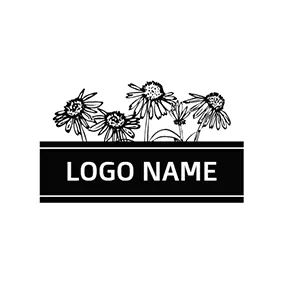 Botanik Logo Black and White Chrysanthemum logo design
