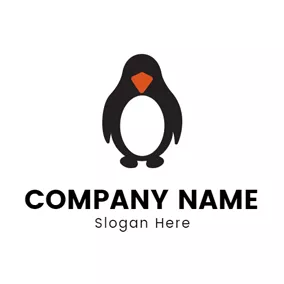 ペンギンロゴ Black and White Clumsy Penguin logo design