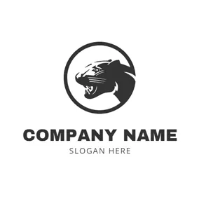 黑豹logo Black and White Cougar Head logo design