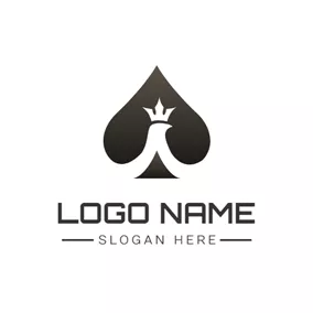 Gambling Logo Black and White Crown and Ace logo design
