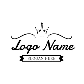 Decoration Logo Black and White Crown Icon logo design