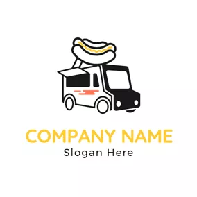 Hot Dog Logo Black and White Dining Car logo design