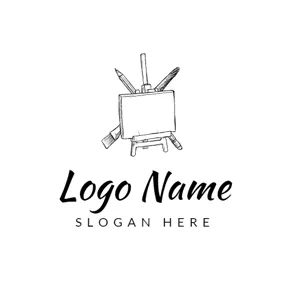 ロゴを描く Black and White Drawing Board logo design