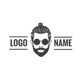 太阳镜logo Black and White Fashion Man Head logo design