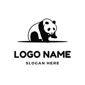 パンダのロゴ Black and White Giant Panda logo design