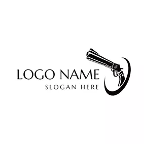 Shooting Logo Black and White Gun logo design
