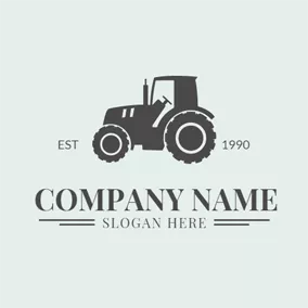 農場のロゴ Black and White Harvester logo design