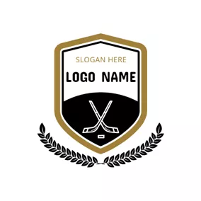 エクササイズのロゴ Black and White Hockey Badge logo design