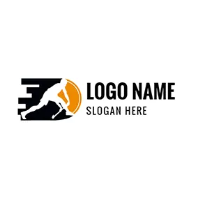 Flat Logo Black and White Hockey Player logo design