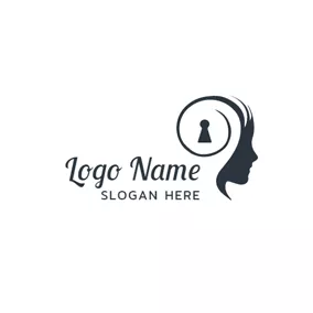 Logotipo De Experto Black and White Human Brain logo design