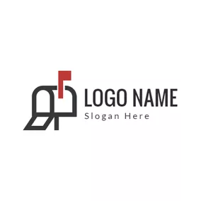メールロゴ Black and White Letter Box logo design