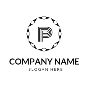 P Logo Black and White Letter P logo design