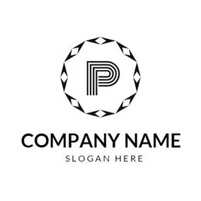 White Logo Black and White Letter P logo design