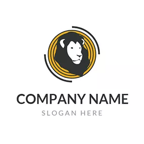 吉祥物Logo Black and White Lion Head Mascot logo design